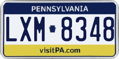 PA license plate LXM8348