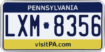 PA license plate LXM8356