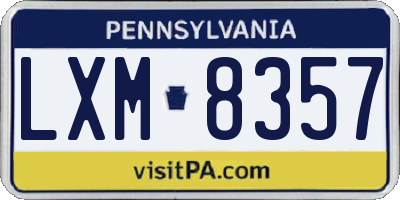 PA license plate LXM8357