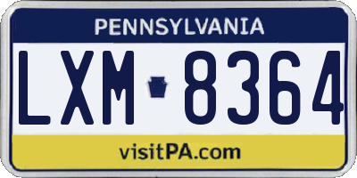 PA license plate LXM8364