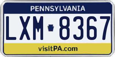 PA license plate LXM8367