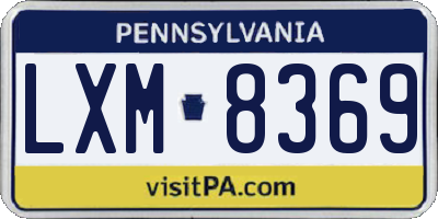 PA license plate LXM8369
