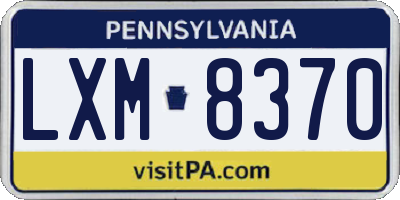 PA license plate LXM8370