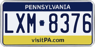 PA license plate LXM8376