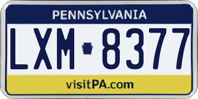 PA license plate LXM8377