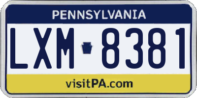 PA license plate LXM8381