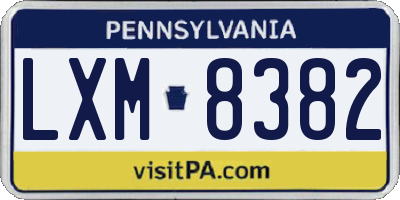 PA license plate LXM8382