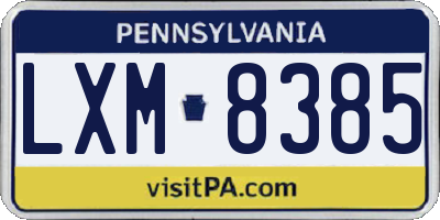 PA license plate LXM8385
