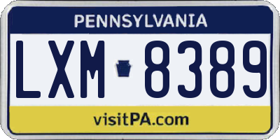 PA license plate LXM8389
