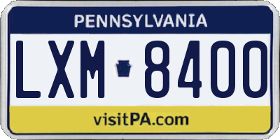 PA license plate LXM8400