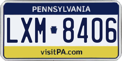 PA license plate LXM8406