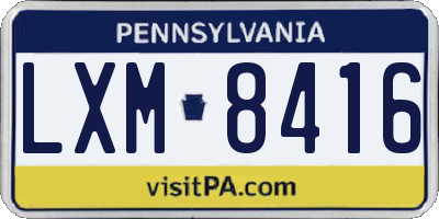 PA license plate LXM8416