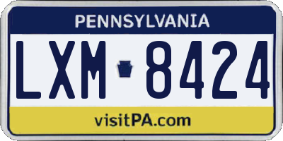 PA license plate LXM8424