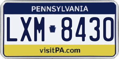 PA license plate LXM8430
