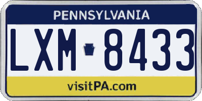 PA license plate LXM8433