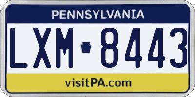 PA license plate LXM8443