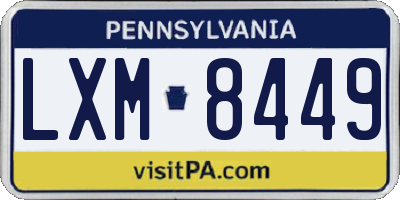PA license plate LXM8449
