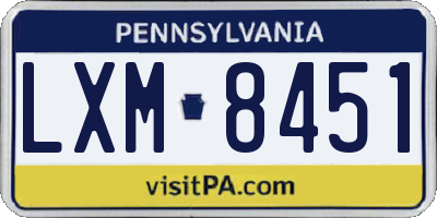 PA license plate LXM8451