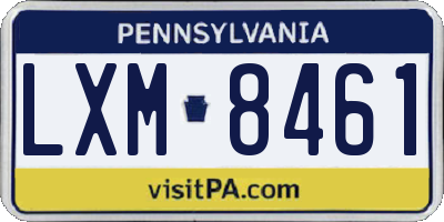 PA license plate LXM8461