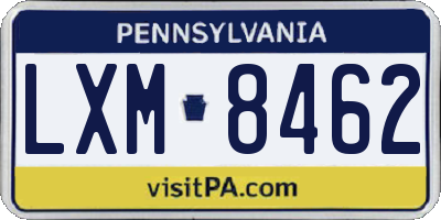 PA license plate LXM8462