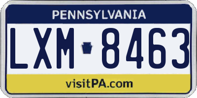 PA license plate LXM8463