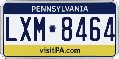 PA license plate LXM8464