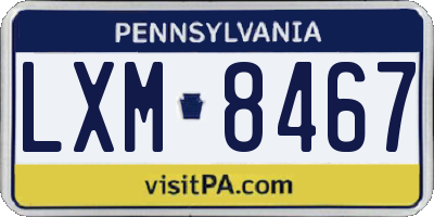 PA license plate LXM8467