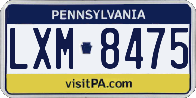 PA license plate LXM8475