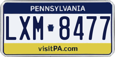 PA license plate LXM8477