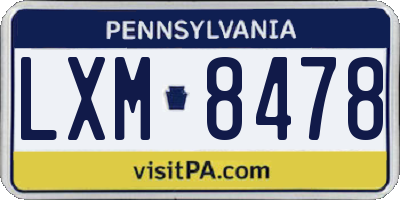 PA license plate LXM8478