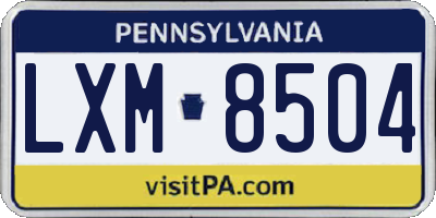 PA license plate LXM8504