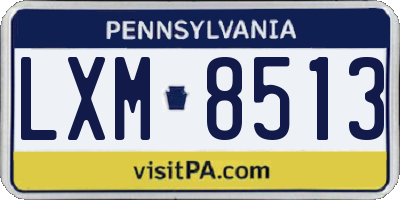 PA license plate LXM8513