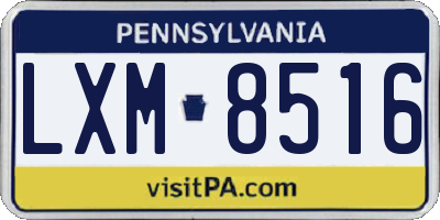 PA license plate LXM8516