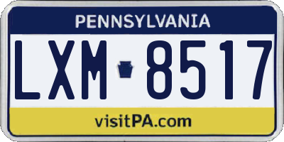 PA license plate LXM8517