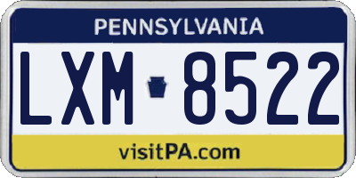PA license plate LXM8522