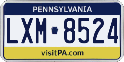 PA license plate LXM8524