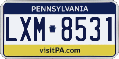 PA license plate LXM8531