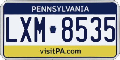 PA license plate LXM8535