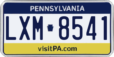 PA license plate LXM8541