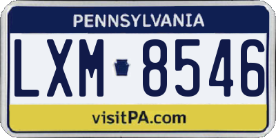 PA license plate LXM8546