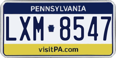 PA license plate LXM8547