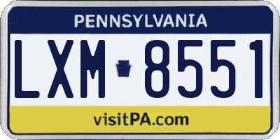 PA license plate LXM8551