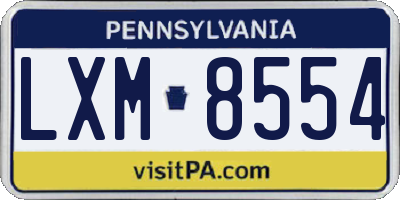 PA license plate LXM8554