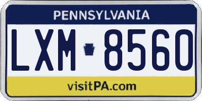 PA license plate LXM8560