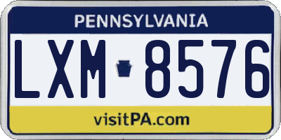 PA license plate LXM8576