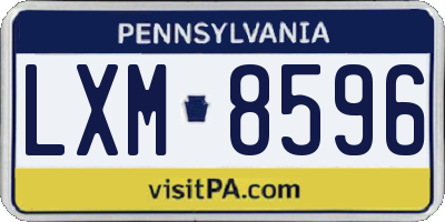 PA license plate LXM8596