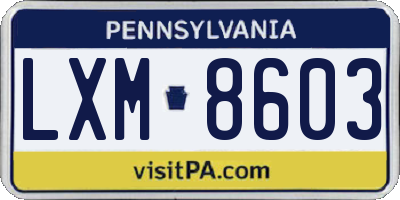 PA license plate LXM8603