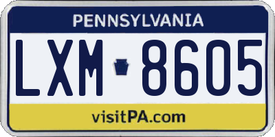 PA license plate LXM8605
