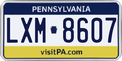 PA license plate LXM8607