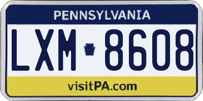 PA license plate LXM8608